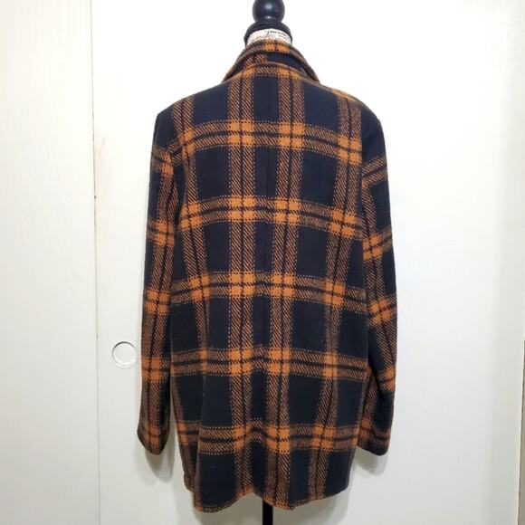 Chocolate U.S.A. Brown Black Plaid Shacket Blazer Coat Jacket Size Large - Picture 4 of 10
